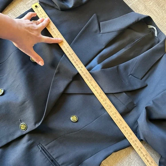 Italian Pure Virgin wool 44 Gold Button Double Breast Sport Coat academia preppy - Picture 13 of 16